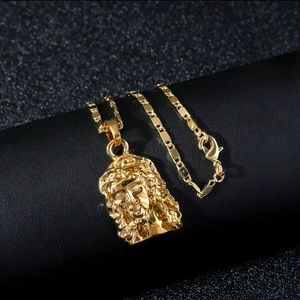 JESUS PENDANT NECKLACE 18K GOLD PLATED